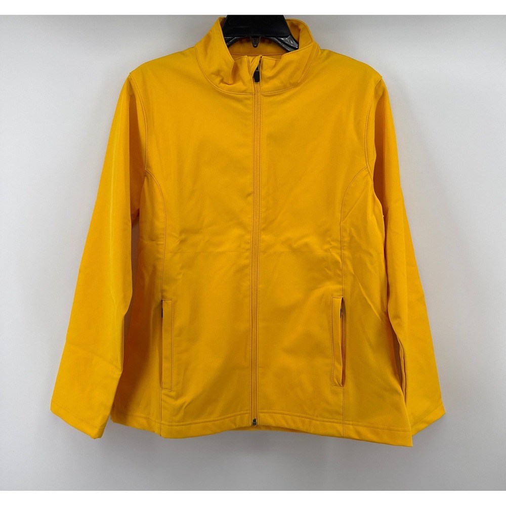 Team 365 Womens Yellow Softshell Full Zip Jacket TT80W Mock Neck Size Medium